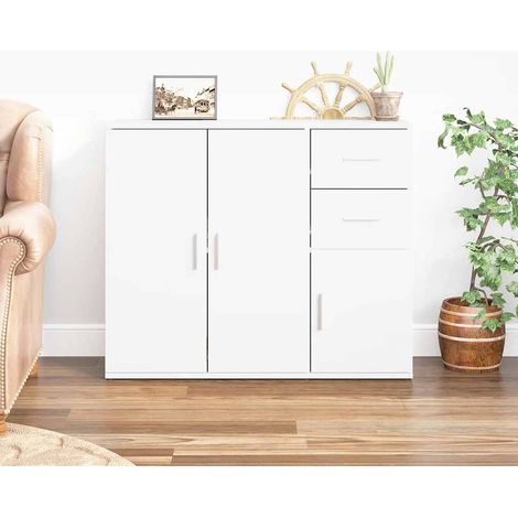 Sideboard Weiß 91x29,5x75 cm Holzwerkstoff