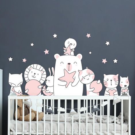 Stickers muraux Sticker Mural Autocollant - ANIMAUX GARDIENS DES ÉTOILES - Stickers adhésifs - 120x80cm (1/5)