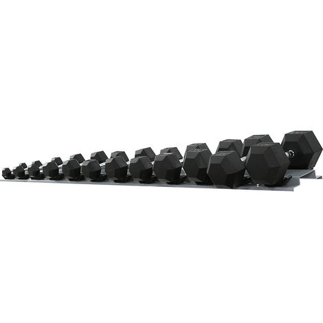 Juego de mancuernas hexagonales - caucho negro - 12 piezas - 143 kg