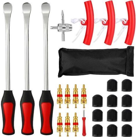 Lot de 27 démonte-pneus - Avec 3 protections de jante - Pour moto, vélo, voiture