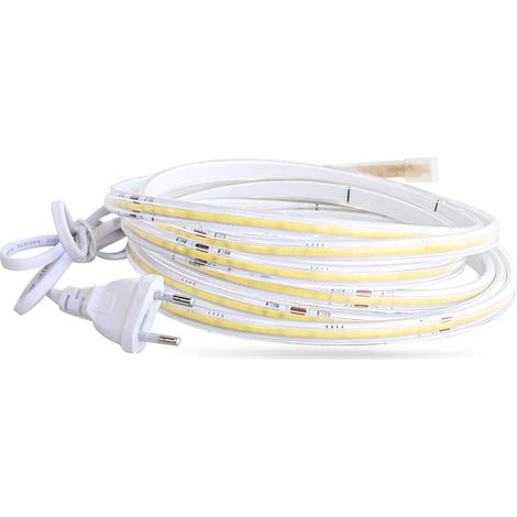 1M 10 Watt Ruban LED COB avec prise sans Transformateur, 1 Meter 320leds Bandeau Lumineux LED Eclairage IP67 Etanche Blanc Chaud 3000K (Blanc Chaud, 1M) (1/5)