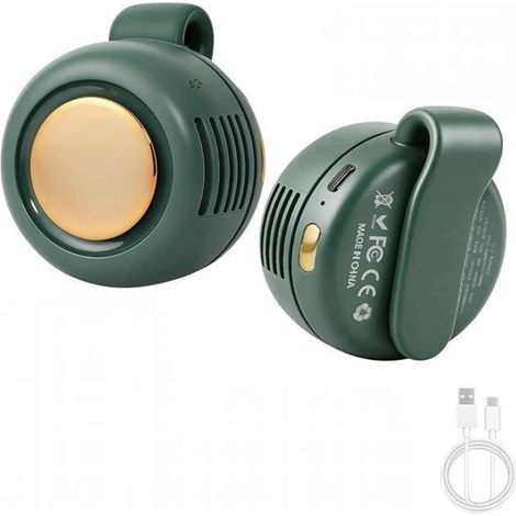 Kleiner tragbarer Cyclone-Ventilator mit Schnalle, Mini-Hüftventilator, tragbarer, klingenloser Clip-Ventilator MF019 grün
