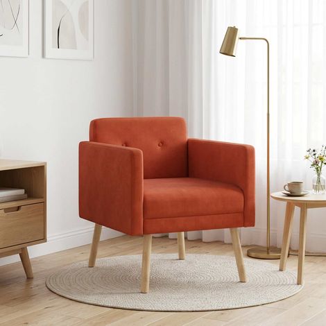 vidaXL Chaise d'appoint Rouge orange Tissu en velours côtelé (1/5)