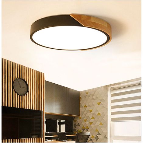 Plafonnier LED Modern 24W Lustre Rond Lampe de Plafond pour Salle à Manger Chambre Salon Noir (1/5)