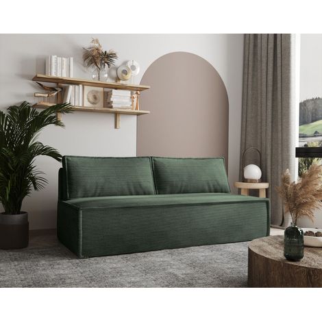 Sofa Designersofa AMANDA 3-Sitzer mit Schlaffunktion in Stoff Zoom Flaschengrün (1/5)
