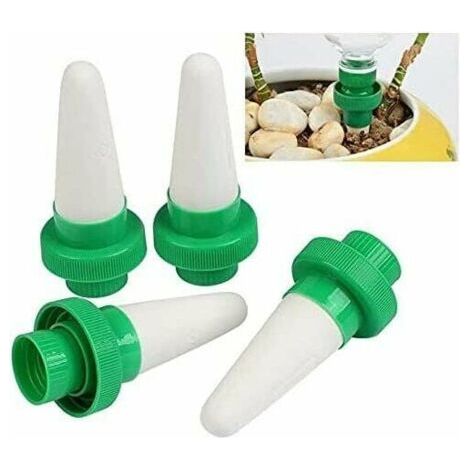 BUNTHAUS Rabais Lot de 4 abreuvoirs pour plantes pour vacances, pointes d'arrosage en céramique pour bouteilles en plastique, dispositifs d'arrosage automatique pour plantes en pot d'intérieur et d'ex (1/3)