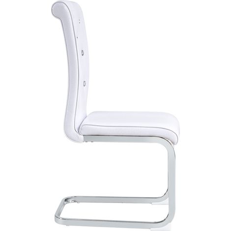 Set di 2 sedie da pranzo imbottite in PVC bianco effetto coccodrillo con gambe in metallo cromato (1/5)