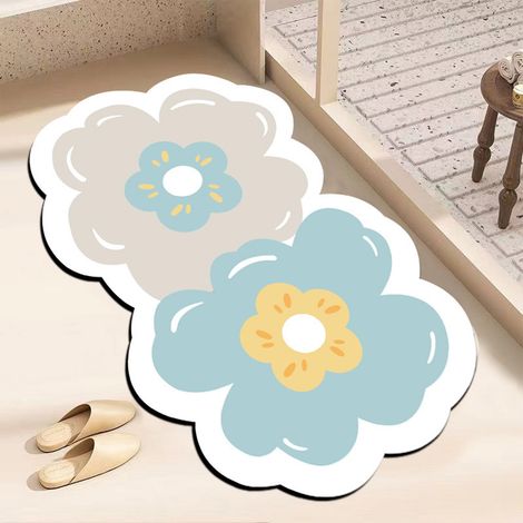 Tapis De Bain En Terre Diatomée - Tapis De Salle De Bain Antidérapant En Caoutchouc - Absorbant Rapide Et Doux - Pour Salle De Bain Cuisine Lavanderie - 1 Pièce (1/5)