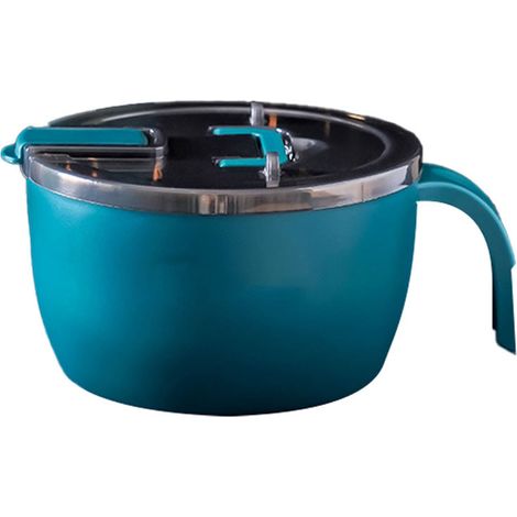 Bol en inox pour nouilles instantanées, grande capacité, ramen avec couvercle, vaisselle pour étudiants, vert (1/5)