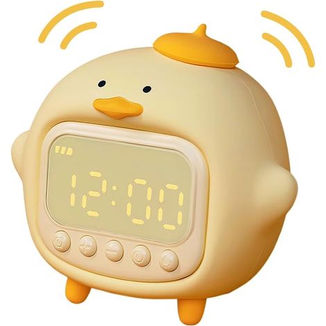 Entenwecker, süßer Entenalarm mit weichem Nachtlicht, Entenalarm mit 2 Alarmsets, Helligkeit einstellbar, Silikon Wiederaufladbare Tragbare Lampe für Schlafzimmer Raumdekor