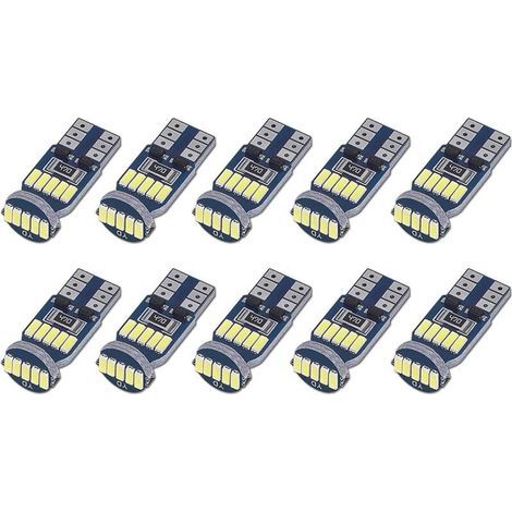 Confezione da 10 lampadine LED T10 W5W Canbus senza errori, 15 lampadine LED SMD 4014 per auto, 194 168 2825 bianche 6000K per illuminazione interna, illuminazione del bagagliaio, luci targa, luci di  (1/4)