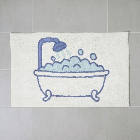 HOMESCAPES Tapis de bain motif baignoire 100% coton, 50 x 80 cm (1/4)
