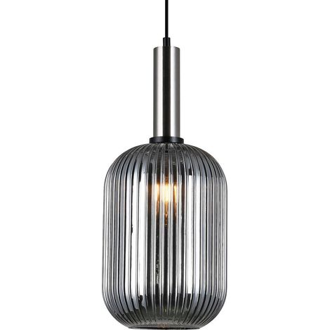 Suspension Italux Antiola verre noir Ø20 E27 nickel (1/3)