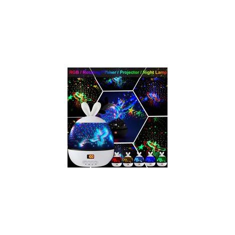 LED-Sternenhimmel-Projektor-Nachtlicht für Kinder und Babys, Sternenprojektor mit fliegendem Hasen und Pferd, Weiß - Crezuo