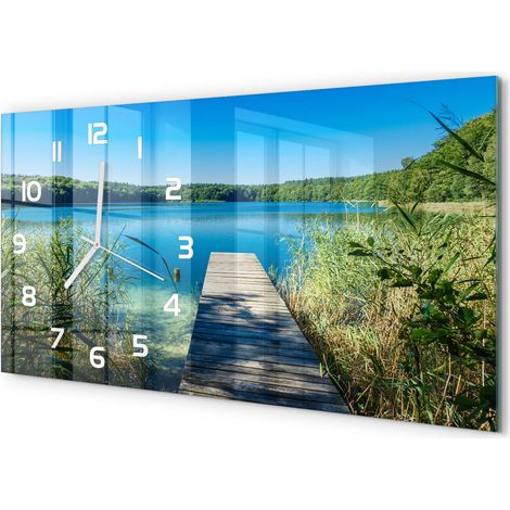 Horloge Murale Panoramique en Verre 60x30 cm Décorative Moderne Salon Cuisine Jetée sur le lac (1/5)