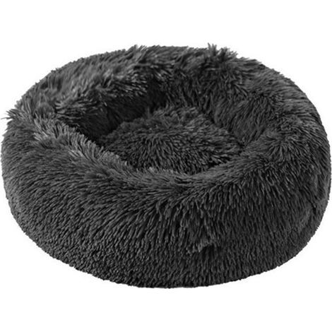 Coussin Chat Panier Rond pour Chien Chat Moelleux, Coussin Apaisant , Panier Donut Rond et Peluche Lavable(60cm Gris Foncé) (1/5)