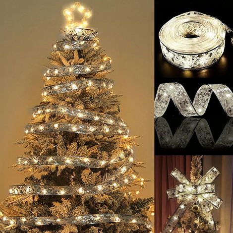 Guirlande lumineuse pour sapin de Noël - 40 LED - Parfait pour les décorations de mariage et de fête du Nouvel An - Argent, lumière chaude 4 m. (1/5)