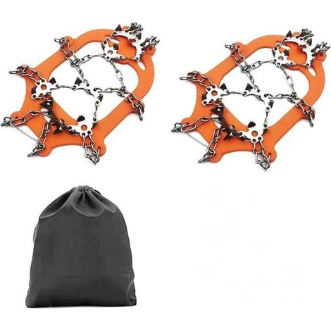 Steigeisen, Eisgriffe für Stiefel und Schuhe, Damen und Herren, verbesserte Anti-Rutsch-Technologie mit 24 Edelstahlspitzen, Orange M (1/5)