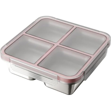 Boîte alimentaire hermétique à 4 compartiments, en acier (1/5)