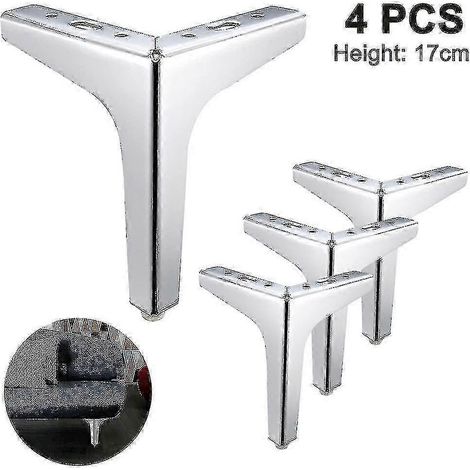 Pieds de canapé en métal (lot de 4), style moderne, à monter soi-même, noir/argent, 17 cm (1/5)