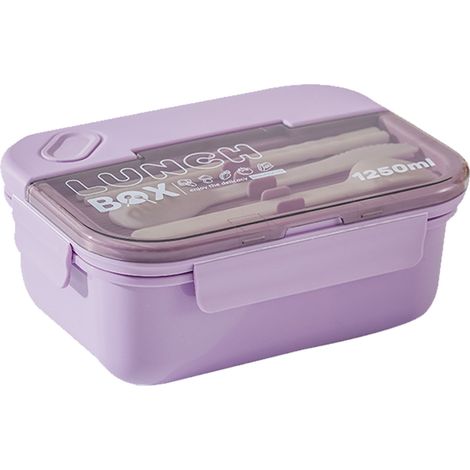 Boîte Bento Anti-Fuite 1250ml 3 Compartiments Lavable Micro-Ondes pour Bureau École (1/5)