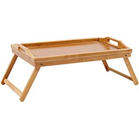 Tablette de lit - Pliable - Bambou - Rectangulaire - Contemporain