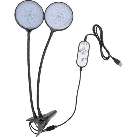Lampe de Croissance LED Double Tête 30W, 5 Niveaux de Luminosité, Pince pour Plantes d'Intérieur (1/5)