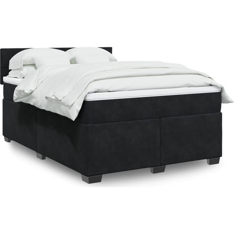 Boxspringbett mit Matratze Schwarz 140x200 cm Samt