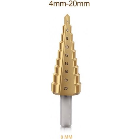 TrAdE Shop Traesio - Punte Per Trapano A Scala Diametro 4-20 Mm 8mm Perforazione In 9 Fasi Fresa Fori -