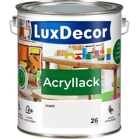 LUXDECOR Acryllack Holzfarbe Metall und Holz Lack Buntlack Matt (26) Mandel-Mousse - 2,2L
