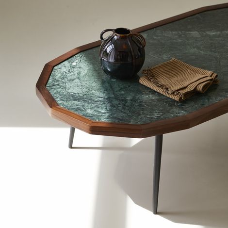 Table basse en bois de palissandre et marbre 120 x 60 Jade (1/5)