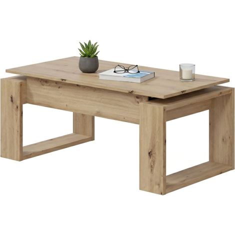 Dmora – Table basse relevable 105x55 cm – Structure en bois lamellé – Plateau réglable pour rangement – Design moderne et fonctionnel - 105x55h45