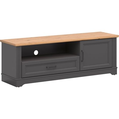 Meuble TV 1 porte 1 tiroir 150 cm Charlie Gris Anthracite (1/5)