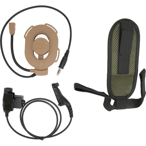 Casque d'écoute ajustable pour moto avec PTT U94 compatible MOTOROLA XIR P8268 DP4400 - Marron (1/5)
