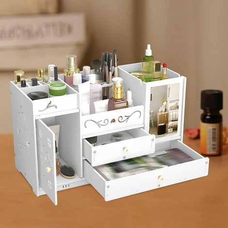 Organisateur de rangement maquillage en PVC – Boîte de rangement blanche – Grande capacité pour cosmétiques – Facile à nettoyer (1/5)