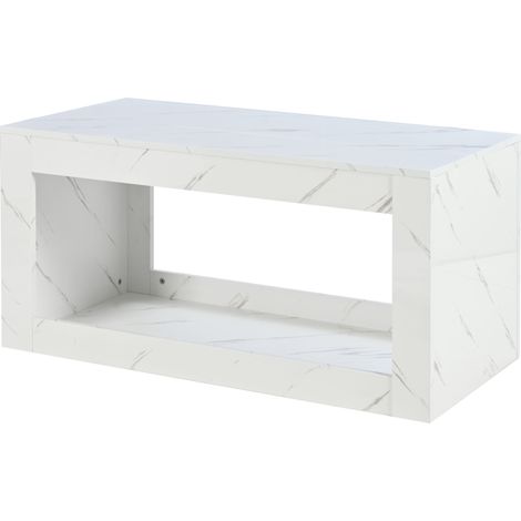 Mesa de centro moderno LED blanca con efecto mármol 100 x 50 x 50 cm MODENUIT (1/5)