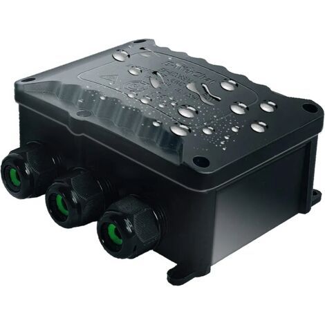 Boîte de dérivation étanche IP68 Certification TÜV 4 voies avec M25 pour petit boîtier électrique noir de Ø5mm-Ø12mm de diamètre avec borne à 5 broches pour extérieur  lumière  jardin  piscin (1/5)
