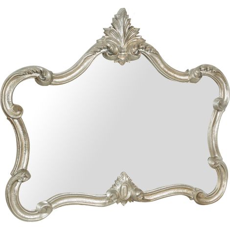 Wooden wall mirror with antique silver leaf finish Made in Italy (1/5)