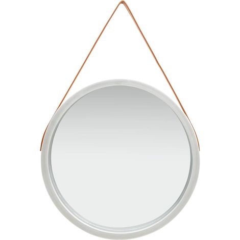 320370 vidaXL Wall Mirror with Strap 60 cm Silver (1/5)