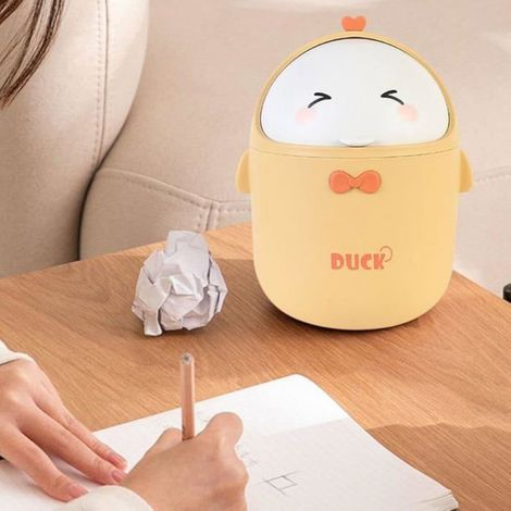 Mini poubelle avec couvercle pour salle de bain, design discret et pratique, coloris jaune jaune POUBELLE DE TABLE (1/5)