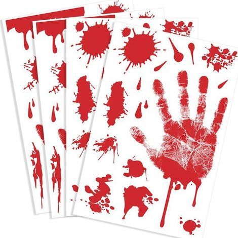 4 Pcs Sanglant Empreinte de la main Autocollante Horror Autocollants PVC Stickers pour les décorations de Halloween