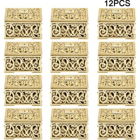 12 boîtes cadeaux en plastique creux carrées, dorées, pour mariage, anniversaire, fête, décoration, boîtes à bonbons. (1/5)