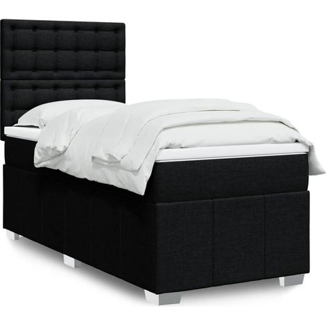 Boxspringbett mit Matratze Schwarz 90x200 cm Stoff (1/5)