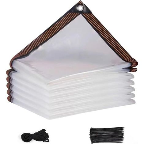 m transparente Outdoor-Plane mit Ösen, 5 und 25 Kabelbinder, Schutzplanen für Gartenmöbel, Haustiere, Wintergarten - (1/5)