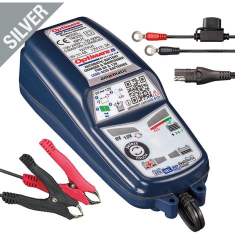 Cargador de baterías Optimate 5 Ampmatic 6V 4A 3-160AH / 12V 3A 3-120AH, AGM / GEL / STD / SLI / Ciclo profundo, SAE (EL) - Reemplaza al TM222