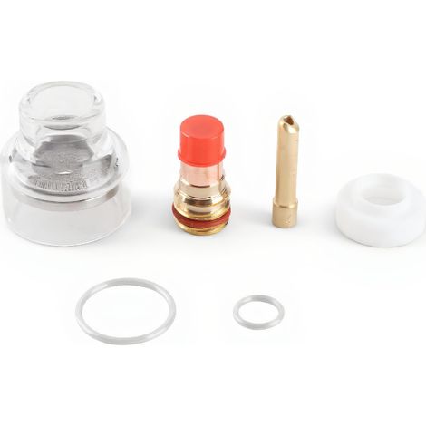 Kit de Lentilles à Gaz 6 Pièces, Accessoires de Soudage Tig, Kit de Lentilles à Gaz Tig, Tasse de Soudage en Verre, Corps de Pince en Cuivre, Tasse en Verre Transparent (1/5)