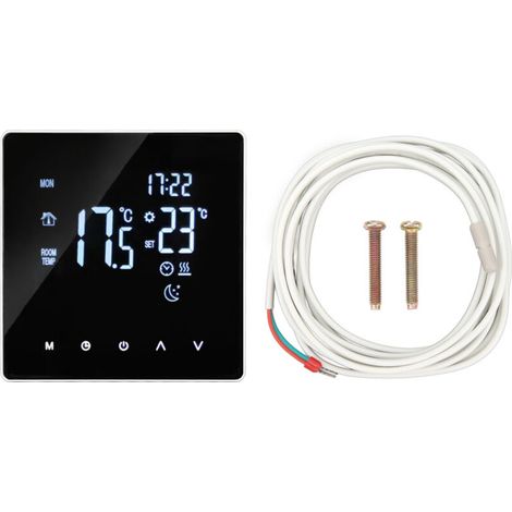 16A 4400W Fußbodenheizungsthermostat, intelligenter Timer, programmierbarer Temperaturregler für das Haus, AC90-240V, elektrisch mit WLAN (3 Meter Detektionskabel im Lieferumfang enthalten).