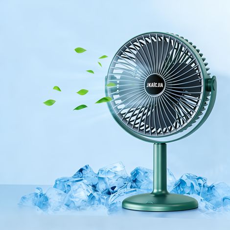 Ventilateur de Bureau USB Rechargeable Silencieux, 5 Vitesses, Orientation Réglable, Installation Bureau ou Murale, Batterie Longue Durée avec LED pour Maison et Camping (1/5)