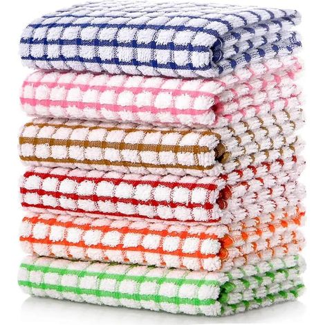 Torchons de cuisine en coton éponge, 40 x 60 cm – Lot de 6 chiffons de nettoyage multi-usages Torchons de cuisine de haute qualité, très absorbants et résistants (1/5)
