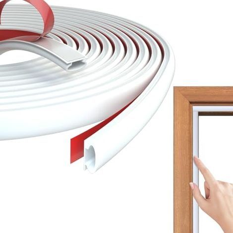 Joint Porte Fenetre Isolation Froid et Phonique, Joint de Porte Dentrée Caoutchouc Autocollant, Type D Joint Fenetre PVC Porte, pour Joint Etancheite Entree (Blanc, 10 M) (1/5)